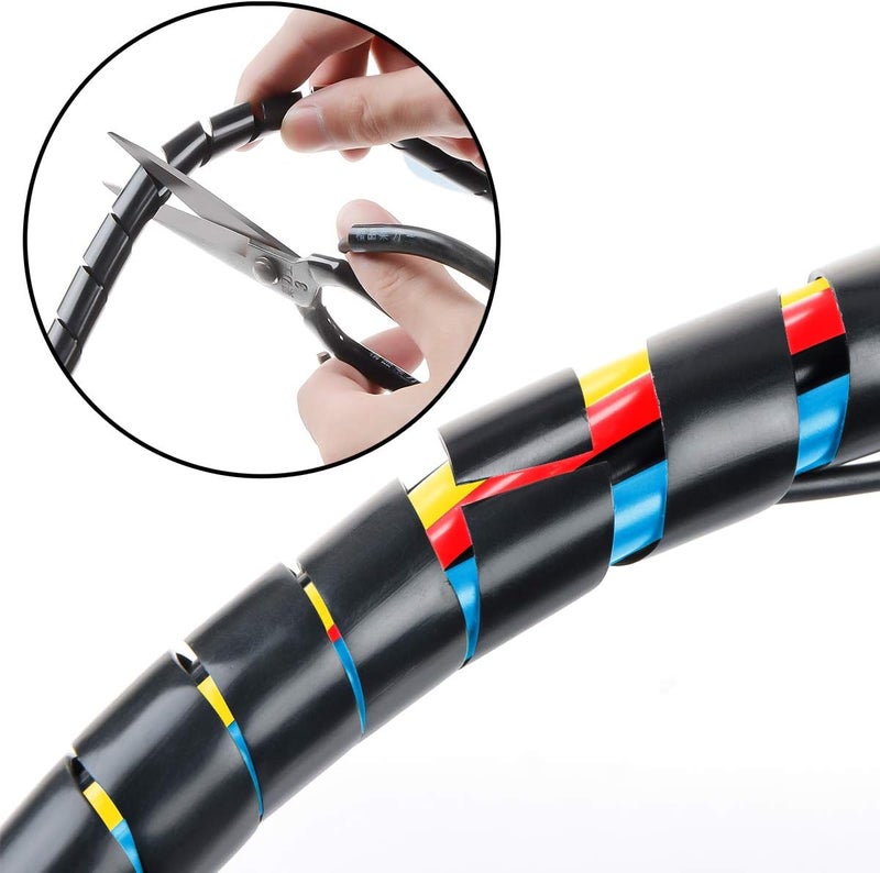 XHF 33FT 5/16" Spiral Cable Wrap 8mm(Wrapping Range:6mm-60mm) Cord for Computer Electrical Wire Organizer Sleeve Hose RoHS Black - Image 4